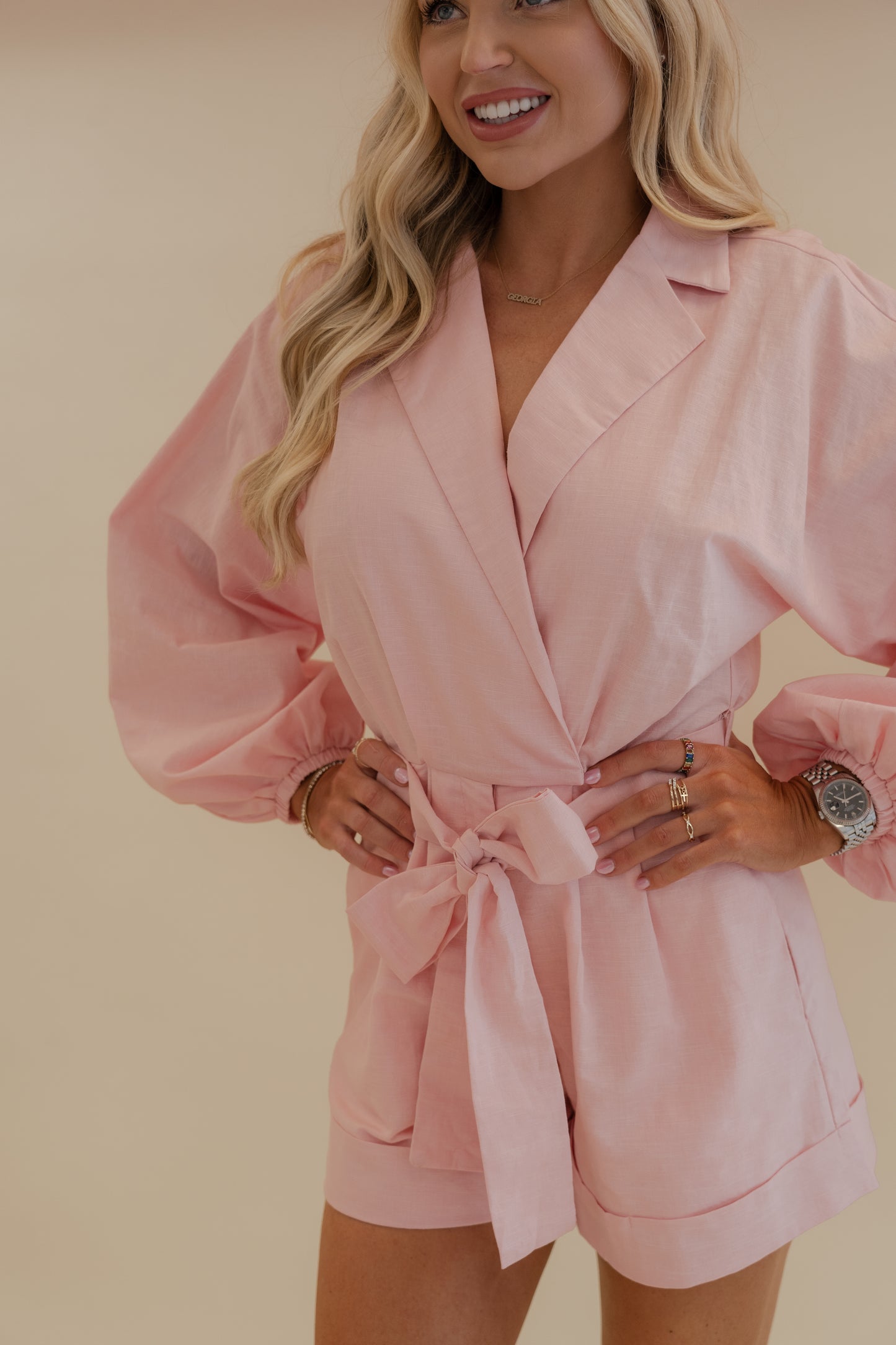 Until Then Romper- Pink