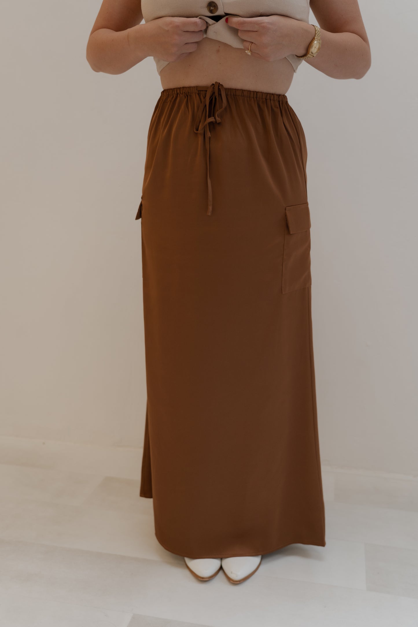 Onto The Next Satin Drawstring Maxi